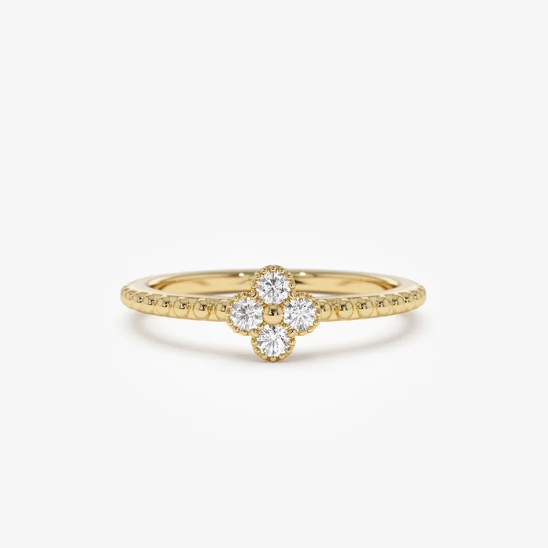 14k Diamond Clover Ring