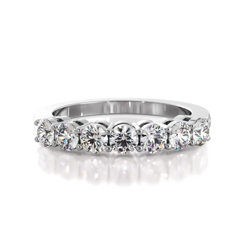 0.74 ct Round Diamond Wedding Band Seven Stone Ring