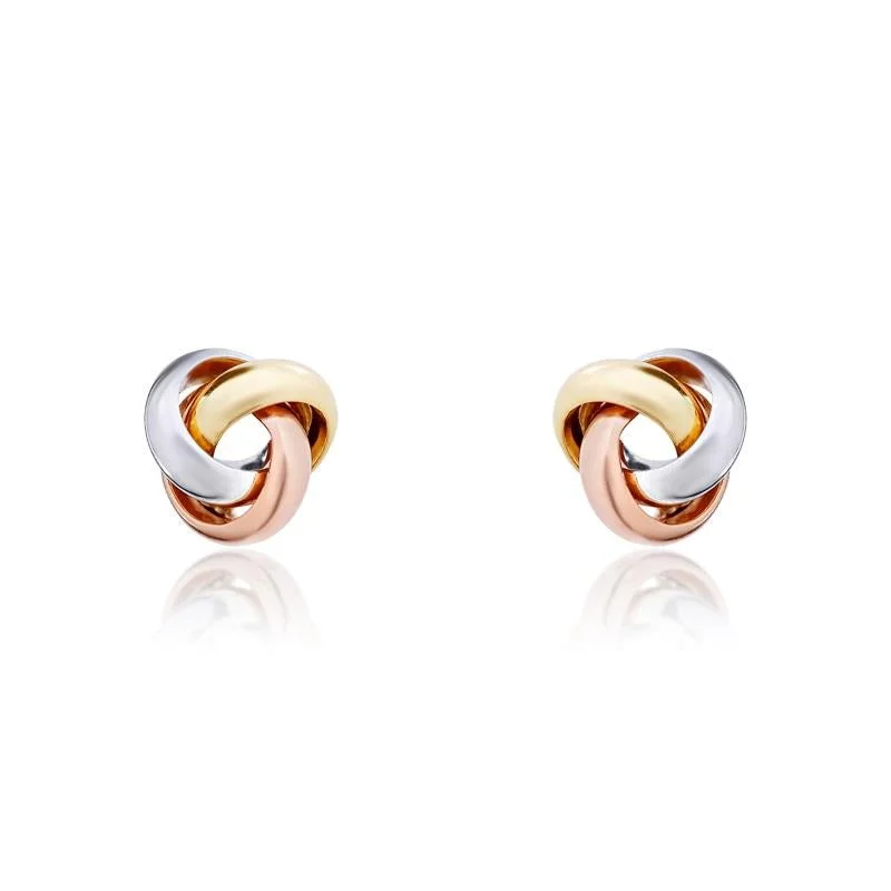 9ct Yellow Rose and White Gold 6mm Looped Knot Stud Earrings