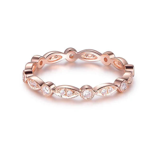 Art Deco Pavé-Set Diamond Milgrain Eternity Band