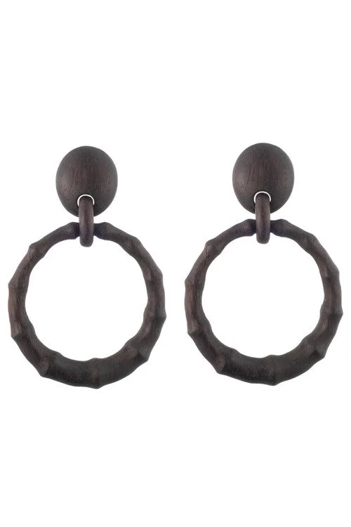 Acacia Wood Bamboo Drop Earrings