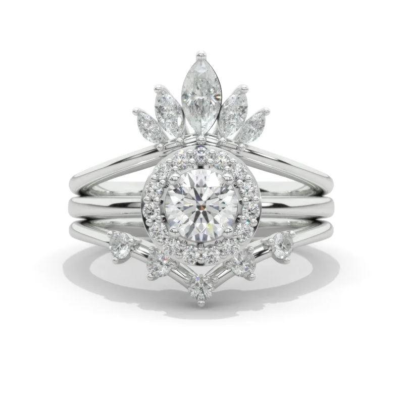 Giliarto Moissanite Halo Gold Engagement Ring