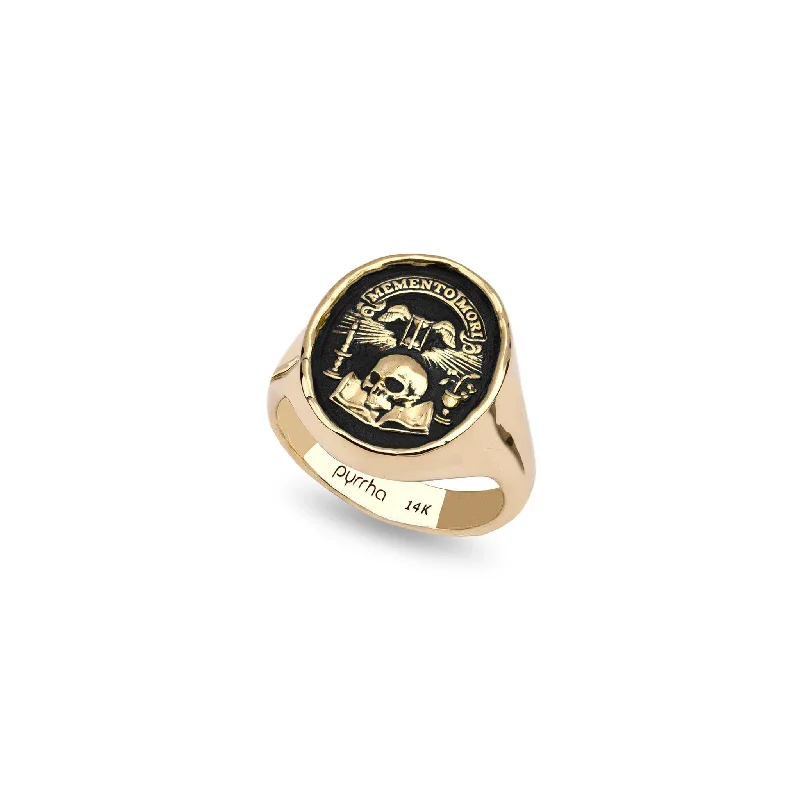 Memento Mori 14K Gold Signet Ring