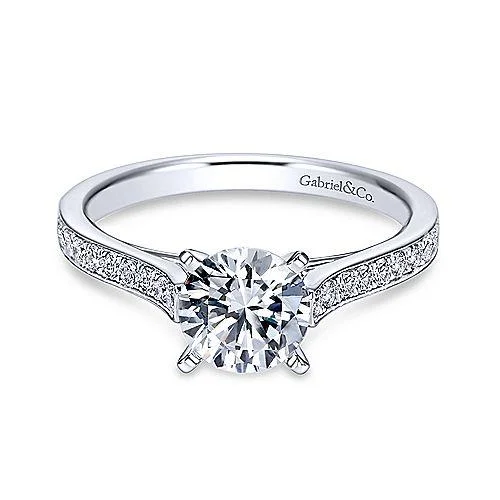 Cathedral Bead Set Round Diamond Ring .26 Cttw 14K White Gold