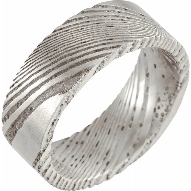 Damascus Steel 8 mm Flat Patterned Band