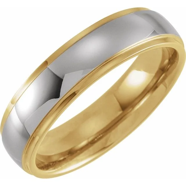 18K Yellow Gold PVD Tungsten 6 mm Flat Edge Band