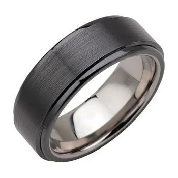 Tungsten & Ceramic Couture® 8 mm Ridged Band