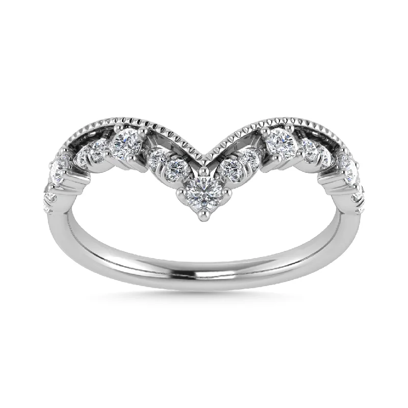 10K White Gold Diamond 1/5 CTW Chevron Anniversary Band