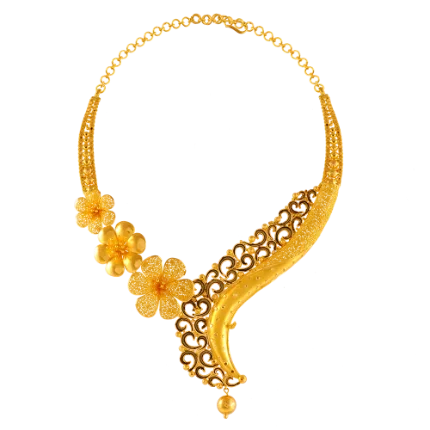 Stunning 22k Gold Necklace Crafted With Floral Details