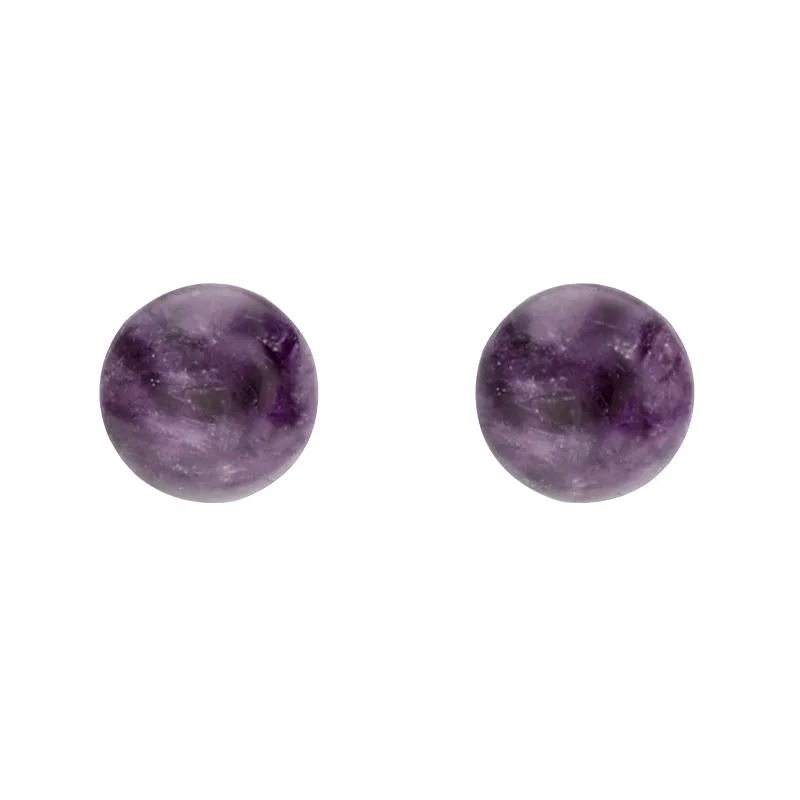 White Gold Blue John 5mm Ball Stud Earrings