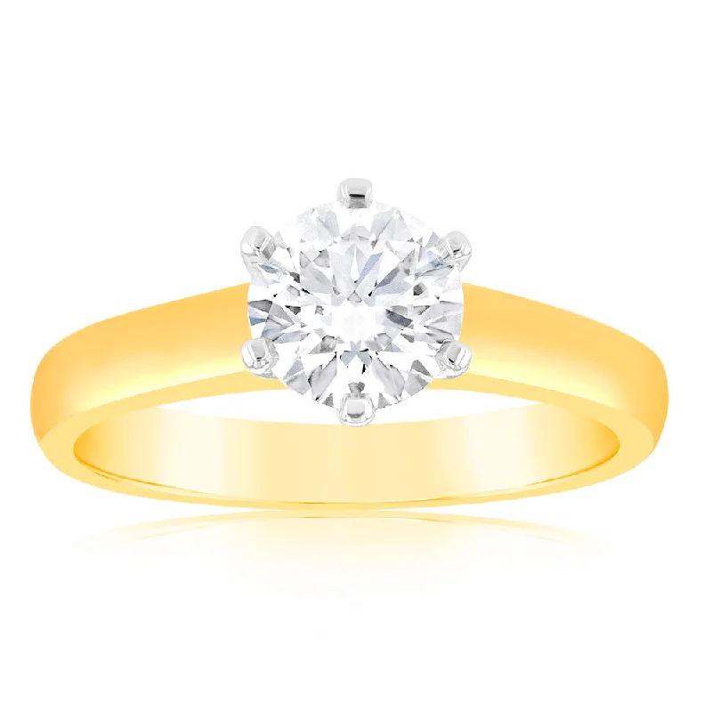 Luminesce Lab Grown 18ct Yellow Gold 1 Carat Certified Diamond Solitaire Ring