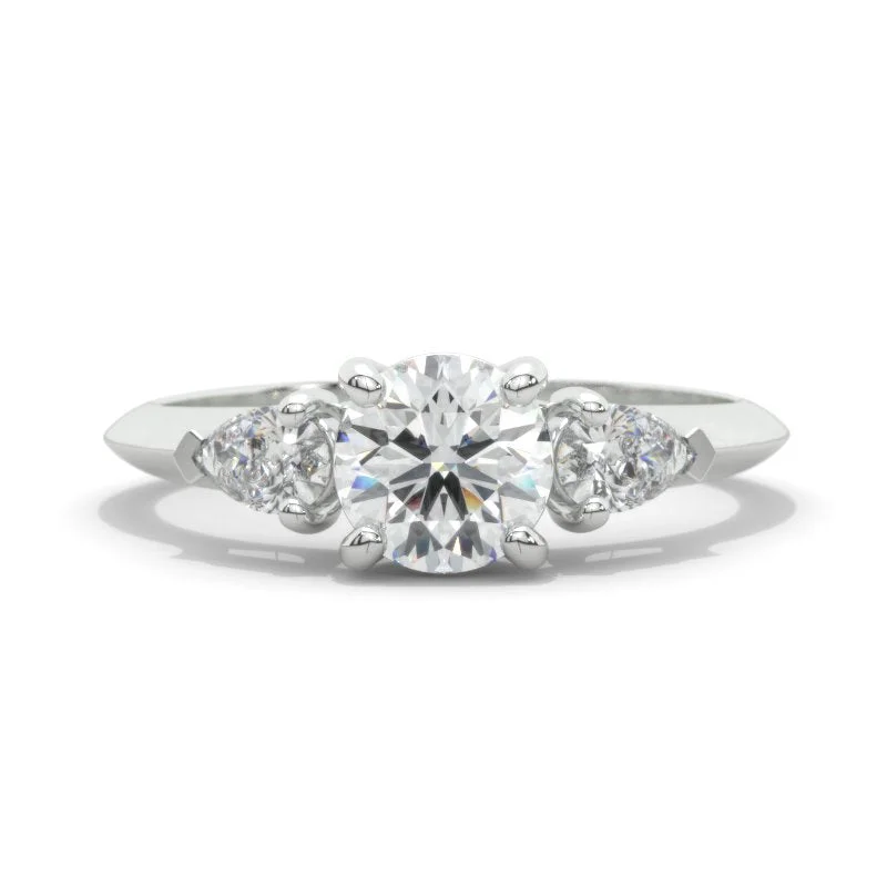 1 Carat Giliarto Moissanite Three-Stone White Gold Engagement Ring