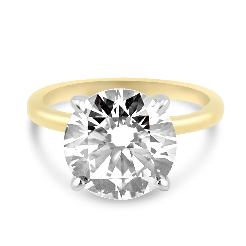 14k Yellow Gold 5.00ct Lab Grown Round Diamond Solitaire Engagement Ring