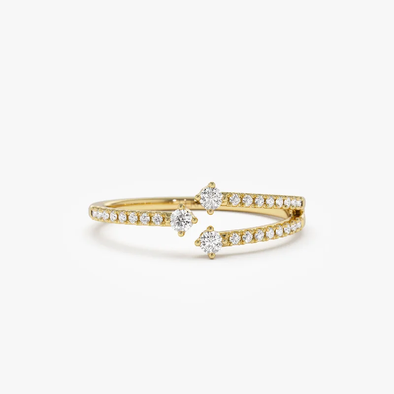 14k Unique Diamond Crossover Ring For Women