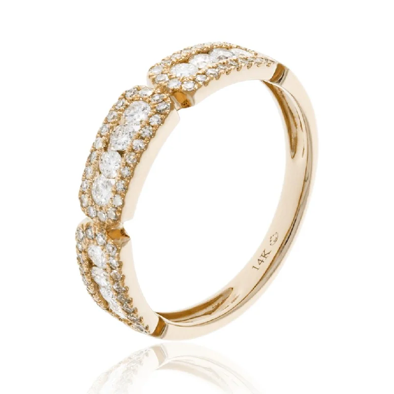 14K Yellow Gold Art Deco Inspired Diamond Band