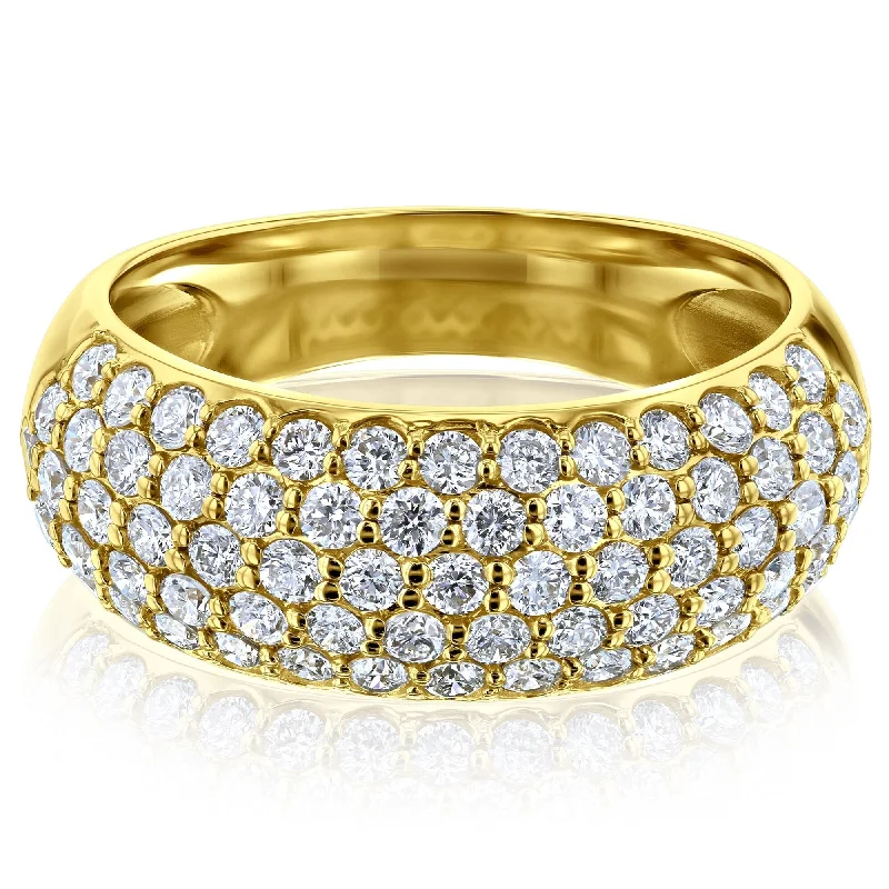 Women's Diamond Rings with Opal Inlays and Diamond Accents for a Mysterious and Iridescent LookAnnello by Kobelli 14k Gold 1 1/4ct TDW LG Diamond Puff Band (DEF Color, VS Clarity)