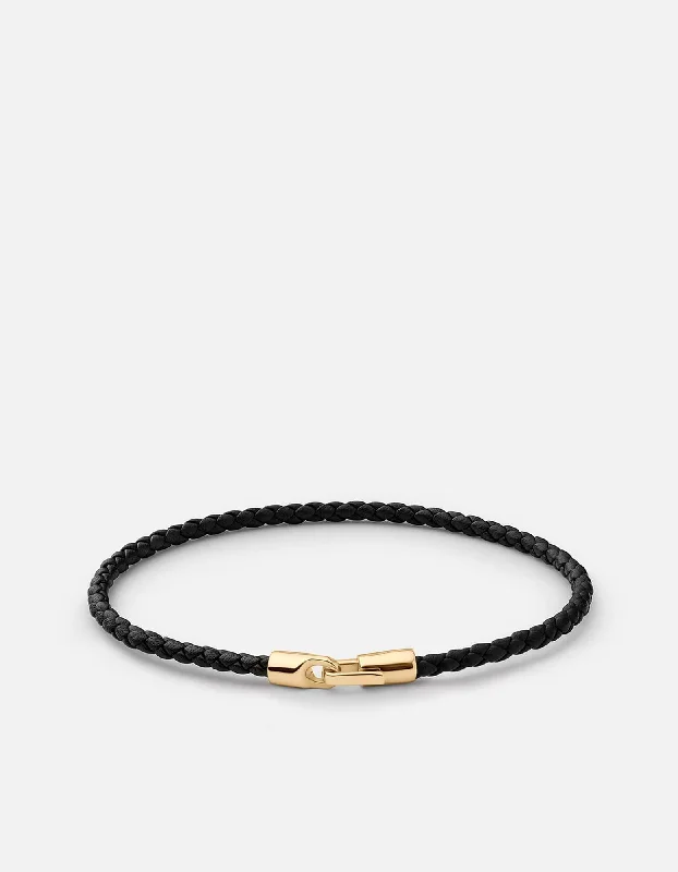 Cruz Leather Bracelet, Gold Vermeil