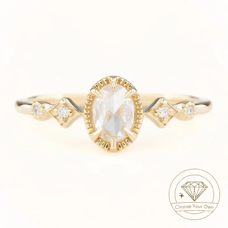 Stella Ring, Oval Rose Cut Diamond