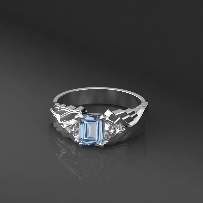 4 Carat Giliarto  Genuine Natural Aquamarine Men's  Gold  Ring.