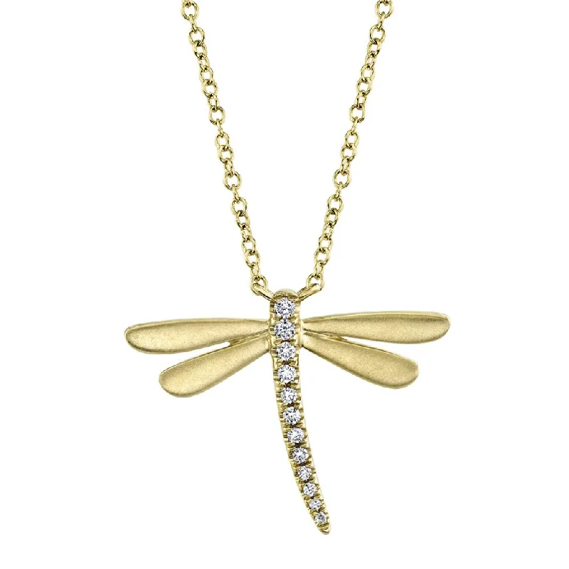 Shy 14Ky Diamond Dragonfly Pendant