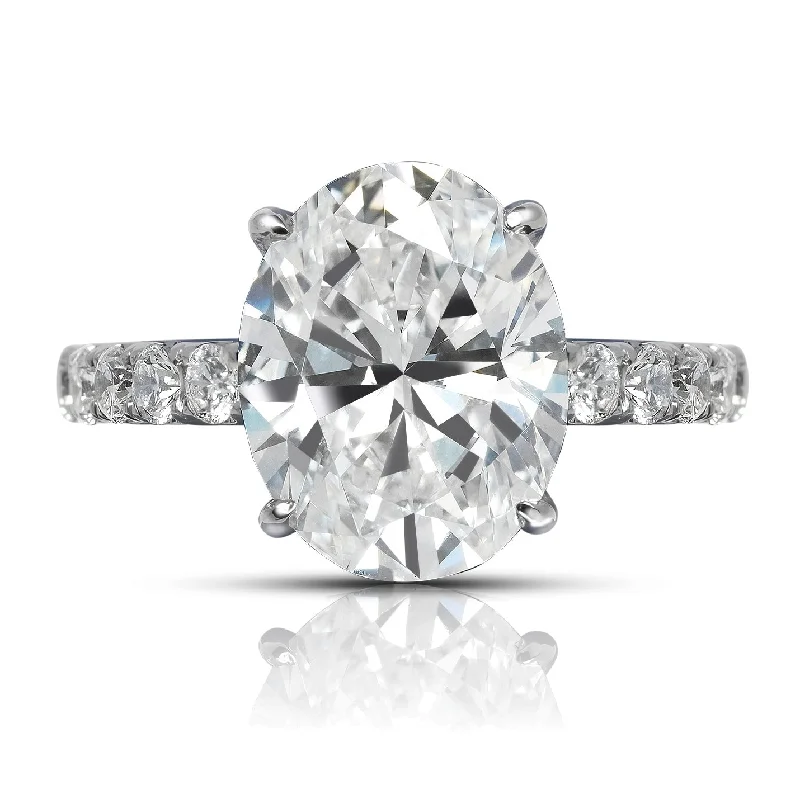 ABBY 5 CARAT OVAL CUT F COLOR VS1 CLARITY DIAMOND ENGAGEMENT RING 18KW GIA CERTIFIED 4CT F VS1 BY MIKE NEKTA