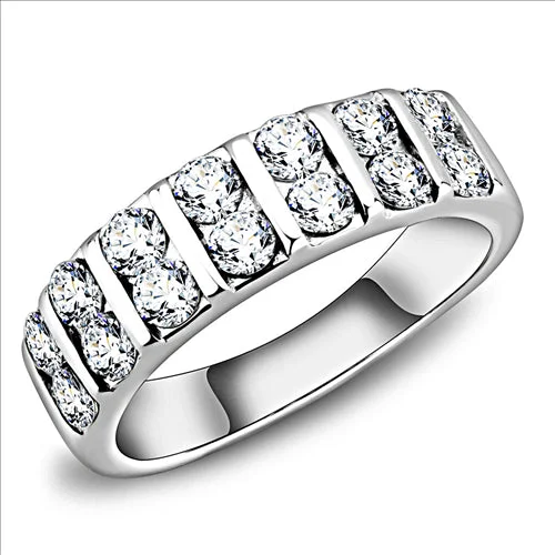 CJE3504 Wholesale Women's Stainless Steel AAA Grade CZ Clear Stone Band