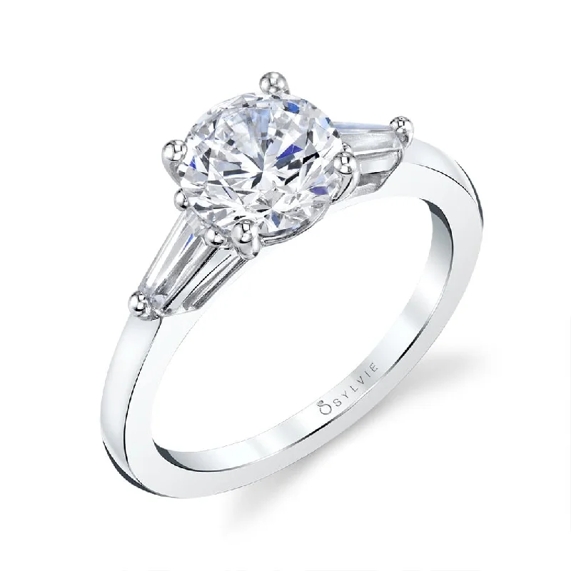 Sylvie Collection 14K White Gold Round Engagement Ring Setting