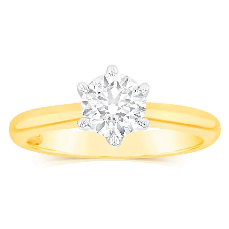 18ct 0.70 Carat Diamond Solitaire Ring with 6 Claw Knife Edge Setting