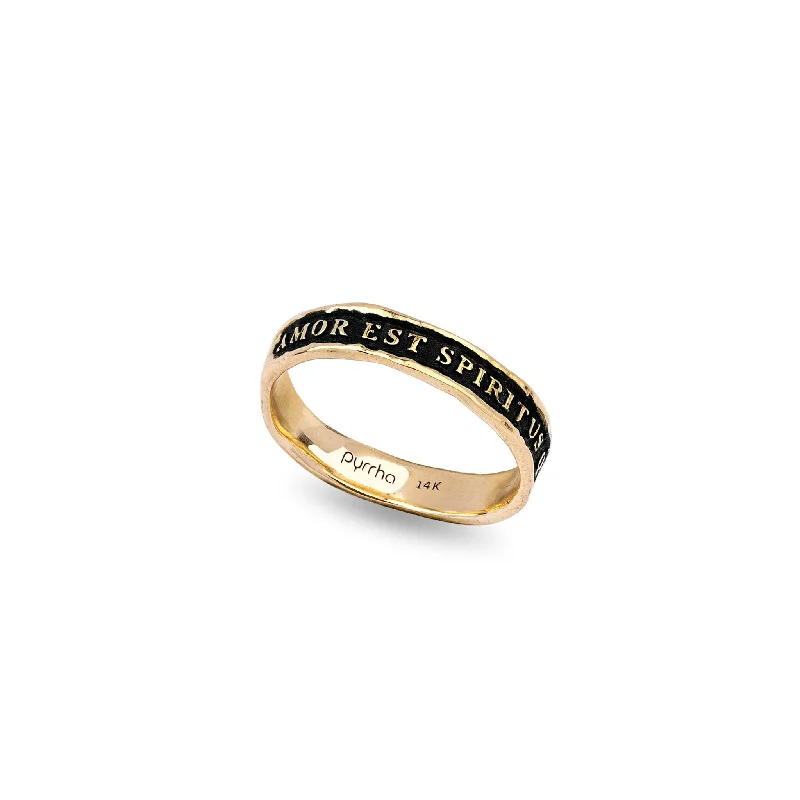 Love Is the Breath that Sustains Us Narrow 14K Gold Textured Band Ring