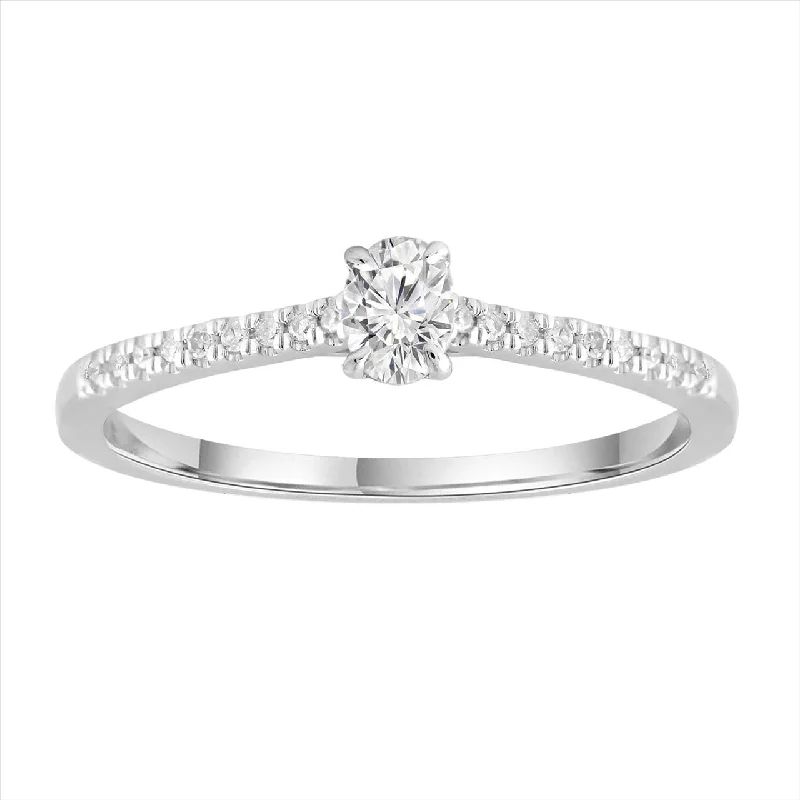 9ct White Gold 0.23Ct HI/I1 Oval Diamond Ring