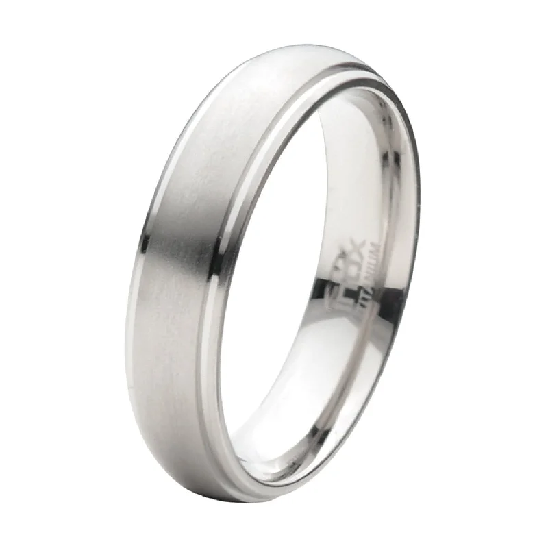 Silver Tone Titanium 6mm Matt Finish Band Ring