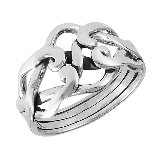 Sterling Silver 4-Band Weaved Puzzle Knot Ring