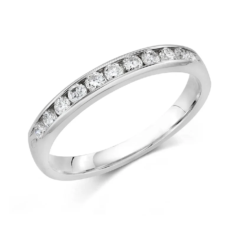 14K White Gold Channel Set Diamond Band