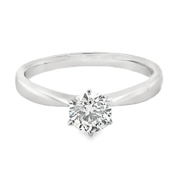 9ct White Gold Solitaire Round Brilliant Cut Lab Grown Diamond Ring 0.53ct