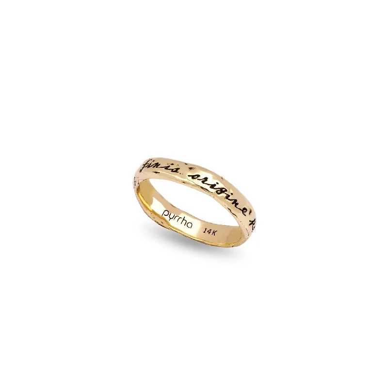 The End Depends Upon The Beginning 14K Gold Poesy Ring