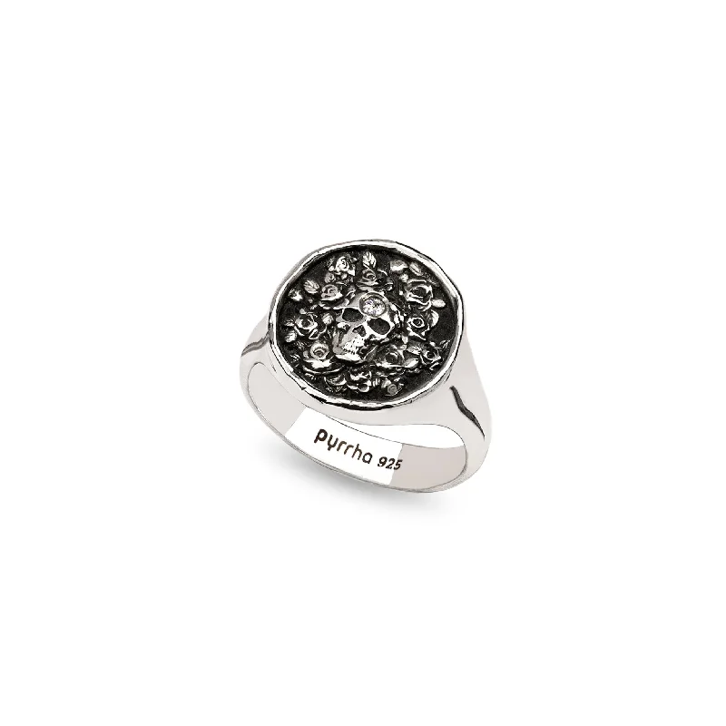 Live Every Moment Diamond Set Signet Ring