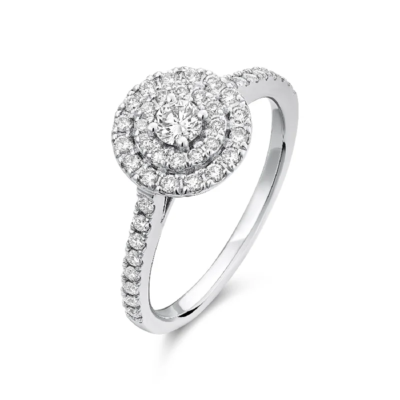 Round Double Halo Diamond Engagement Ring