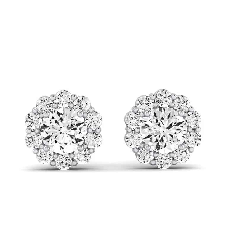 Sequoia Round Cut Lab Diamond Halo Earrings