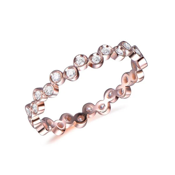 Diamond Bubble Ring Eternity  Wedding Band 14K Rose Gold