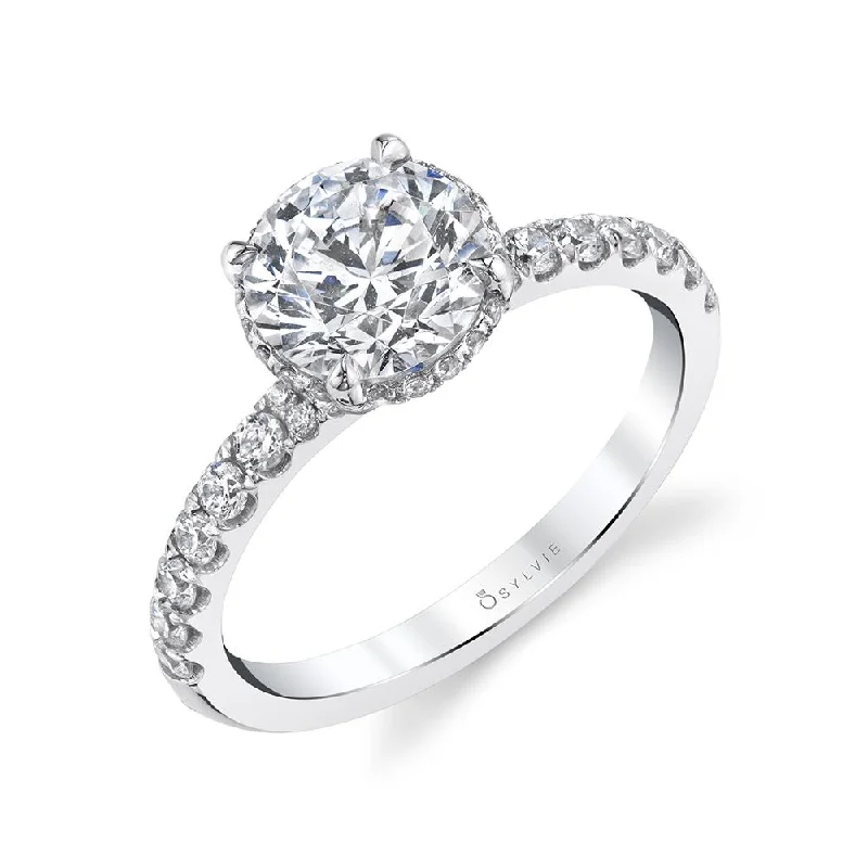 Sylvie Collection 14K White Gold Round Engagement Ring Setting