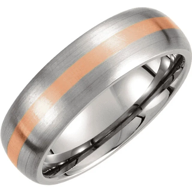 Titanium & 14k Rose Gold Inlay 7mm Satin Finish Band