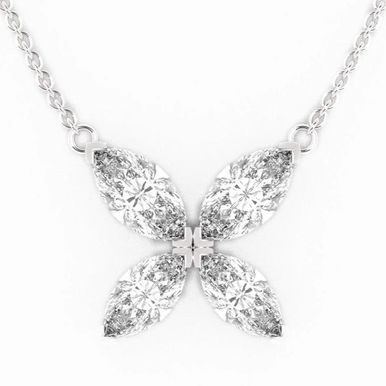 Fairtrade White Gold Lab Diamond Petal Pendant