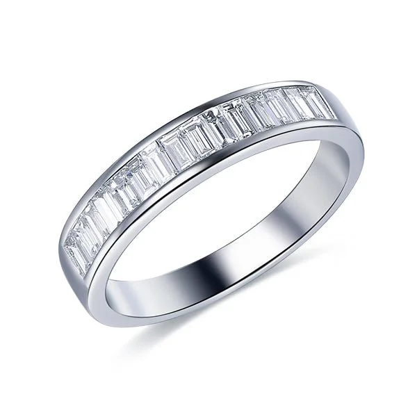 0.8ct.w Channel Set Baguette Diamond Wedding Band 14K White Gold