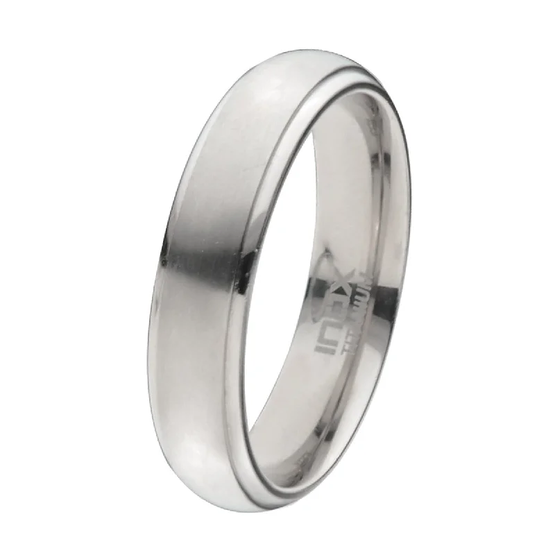 Silver Tone Titanium 5mm Matt and Polished Edge Band Ring