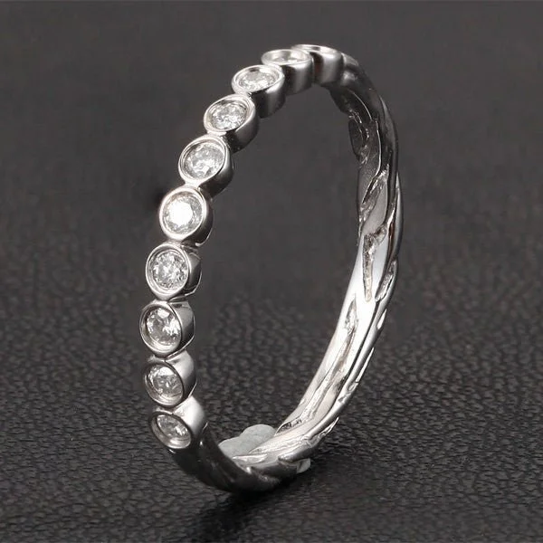 Bezel-Set Diamond Hand Crafted Twig Wedding Band