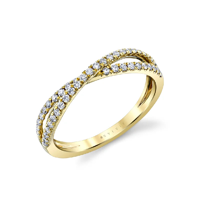 14K Yellow Gold Pavé Twist Diamond Band