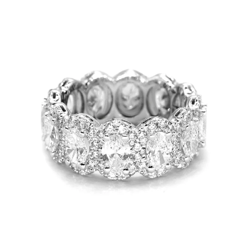 4.5 ctw. Oval and Round  Diamond Eternity Band, Oval Diamond Halo Accent Eternity Ring