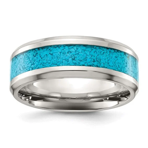 Titanium Turquoise Inlay 8mm Band