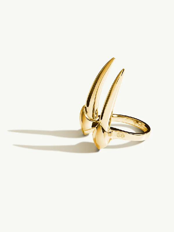 Damian Brevis Horn Talisman Ring In 18K Yellow Gold