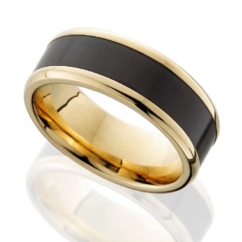 Elysium Ares Black Diamond and 18 Carat Yellow Gold Wedding Ring